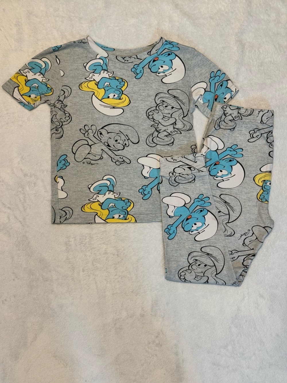 Kids Light Gray Cotton Pajama Set - Size 8